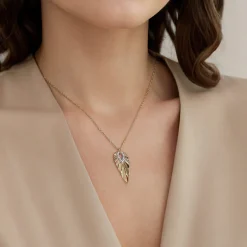 Gabriel & Co. 14K White Yellow Gold Diamond and Diamond Cut Pendant Necklace