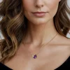 New Gabriel & Co. 14K White Yellow Gold Diamond and Amethyst Pendant Necklace