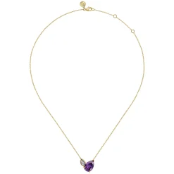 New Gabriel & Co. 14K White Yellow Gold Diamond and Amethyst Pendant Necklace