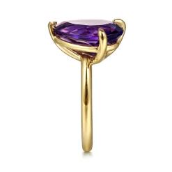 New Gabriel & Co. 14K White Yellow Gold Diamond and Amethyst Open Ring