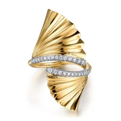 Online Gabriel & Co. 14K White Yellow Gold Diamond and Diamond Cut Bypass Ring