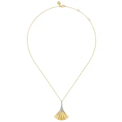 Clearance Gabriel & Co. 14K White Yellow Gold Diamond and Diamond Cut Pendant Necklace