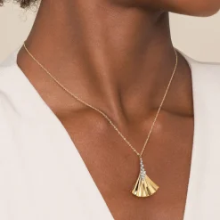 Clearance Gabriel & Co. 14K White Yellow Gold Diamond and Diamond Cut Pendant Necklace
