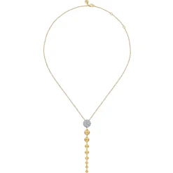 Clearance Gabriel & Co. 14K White Yellow Gold Diamond and Bujukan Ball Graduating Drop Necklace