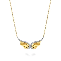 Clearance Gabriel & Co. 14K White Yellow Gold Diamond Angel Wing Pendant Necklace