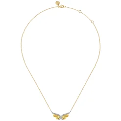 Clearance Gabriel & Co. 14K White Yellow Gold Diamond Angel Wing Pendant Necklace