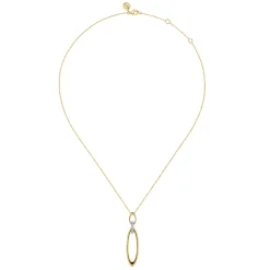 Best Gabriel & Co. 14K White Yellow Gold Diamond and Oval Link Pendant Necklace