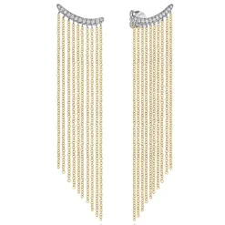 New Gabriel & Co. 14K White Yellow Gold Diamond and Tassel Stud Earrings