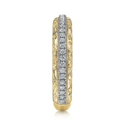 New Gabriel & Co. 14K White-Yellow Gold Diamond Anniversary Band with Engraved Frame - 0.27 ct