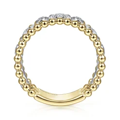 Discount Gabriel & Co. 14K White-Yellow Gold Diamond and Bujukan Bead Ring