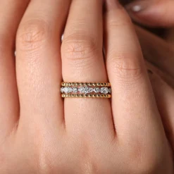 Discount Gabriel & Co. 14K White-Yellow Gold Diamond and Bujukan Bead Ring