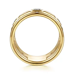 Best Gabriel & Co. 14K White Yellow Gold Diamond and Half Cube Easy Stackable Ring