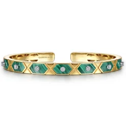 Discount Gabriel & Co. 14K White Yellow Gold Diamond and Malachite Bangle Bracelet
