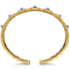 Discount Gabriel & Co. 14K White Yellow Gold Diamond and Malachite Bangle Bracelet