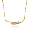 Sale Gabriel & Co. 14K White Yellow Gold Diamond Bar Necklace With Hollow Paperclip Chain