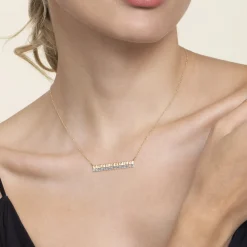 Gabriel & Co. 14K White Yellow Gold Diamond Bar Necklace with Diamond Cut Texture