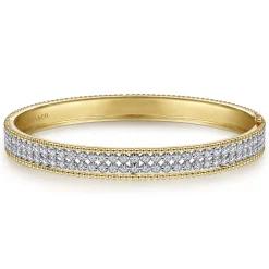 Best Gabriel & Co. 14K White-Yellow Gold Diamond Bangle