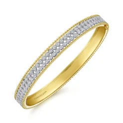 Best Gabriel & Co. 14K White-Yellow Gold Diamond Bangle