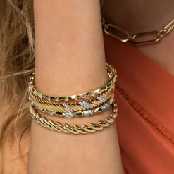 Discount Gabriel & Co. 14K White Yellow Gold Diamond Bangle