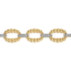 New Gabriel & Co. 14K White-Yellow Gold Diamond Bujukan Link Tennis Bracelet
