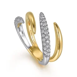 Gabriel & Co. 14K White Yellow Gold Diamond Bypass Ring