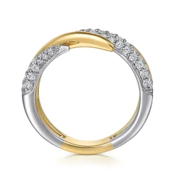 Gabriel & Co. 14K White Yellow Gold Diamond Bypass Ring