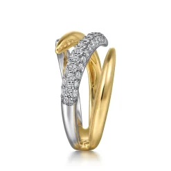 Gabriel & Co. 14K White Yellow Gold Diamond Bypass Ring