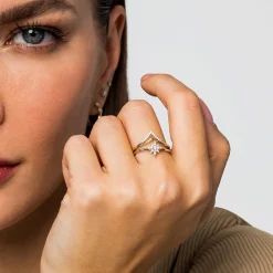 Sale Gabriel & Co. 14K White Yellow Gold Diamond Chevron Ring