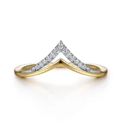 Sale Gabriel & Co. 14K White Yellow Gold Diamond Chevron Ring