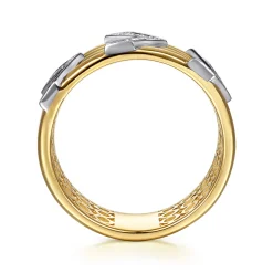 Outlet Gabriel & Co. 14K White Yellow Gold Diamond Chevron Wide Band Ring