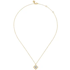Clearance Gabriel & Co. 14K White Yellow Gold Diamond Clover Pendant Necklace