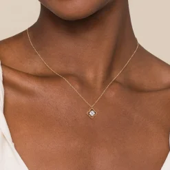 Clearance Gabriel & Co. 14K White Yellow Gold Diamond Clover Pendant Necklace