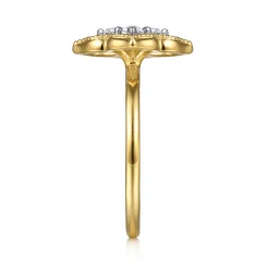 Discount Gabriel & Co. 14K White Yellow Gold Diamond Clover Ring
