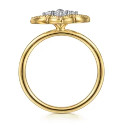 Discount Gabriel & Co. 14K White Yellow Gold Diamond Clover Ring