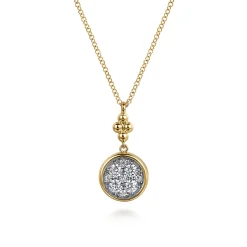 Discount Gabriel & Co. 14K White Yellow Gold Diamond Cluster Bujukan Drop Pendant Necklace