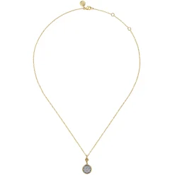 Discount Gabriel & Co. 14K White Yellow Gold Diamond Cluster Bujukan Drop Pendant Necklace