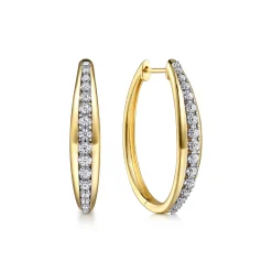 Clearance Gabriel & Co. 14K White Yellow Gold Diamond Classic Hoop Earrings