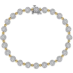 Hot Gabriel & Co. 14K White-Yellow Gold Diamond Cluster Tennis Bracelet