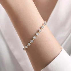 Hot Gabriel & Co. 14K White-Yellow Gold Diamond Cluster Tennis Bracelet