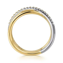 Discount Gabriel & Co. 14K White Yellow Gold Diamond Criss Cross Ring-Bujukan