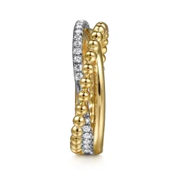 Gabriel & Co. 14K White Yellow Gold Diamond Criss Cross Ring- Bujukan