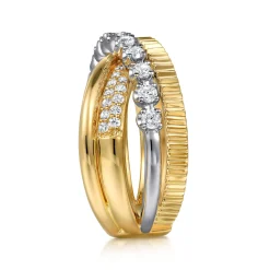 Outlet Gabriel & Co. 14K White Yellow Gold Diamond Criss Cross Ring