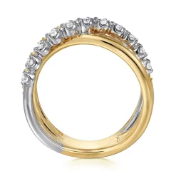 Outlet Gabriel & Co. 14K White Yellow Gold Diamond Criss Cross Ring