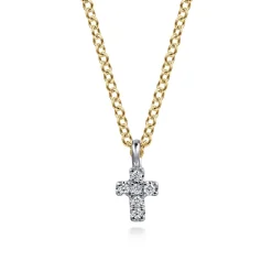 Sale Gabriel & Co. 14K White Yellow Gold Diamond Cross Pendant Necklace