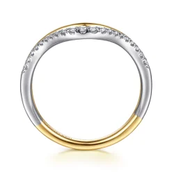 Hot Gabriel & Co. 14K White Yellow Gold Diamond Curved Easy Stackable Ring