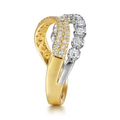 Best Gabriel & Co. 14K White Yellow Gold Diamond Curved Easy Stackable Ring