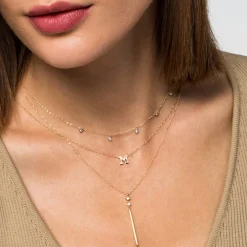 Best Gabriel & Co. 14K White Yellow Gold Diamond Droplet Necklace