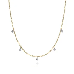 Best Gabriel & Co. 14K White Yellow Gold Diamond Droplet Necklace