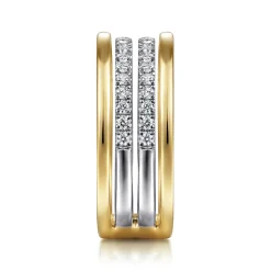 Clearance Gabriel & Co. 14K White-Yellow Gold Diamond Easy Stackable Ring