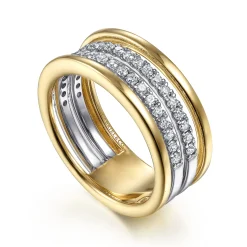 Clearance Gabriel & Co. 14K White-Yellow Gold Diamond Easy Stackable Ring